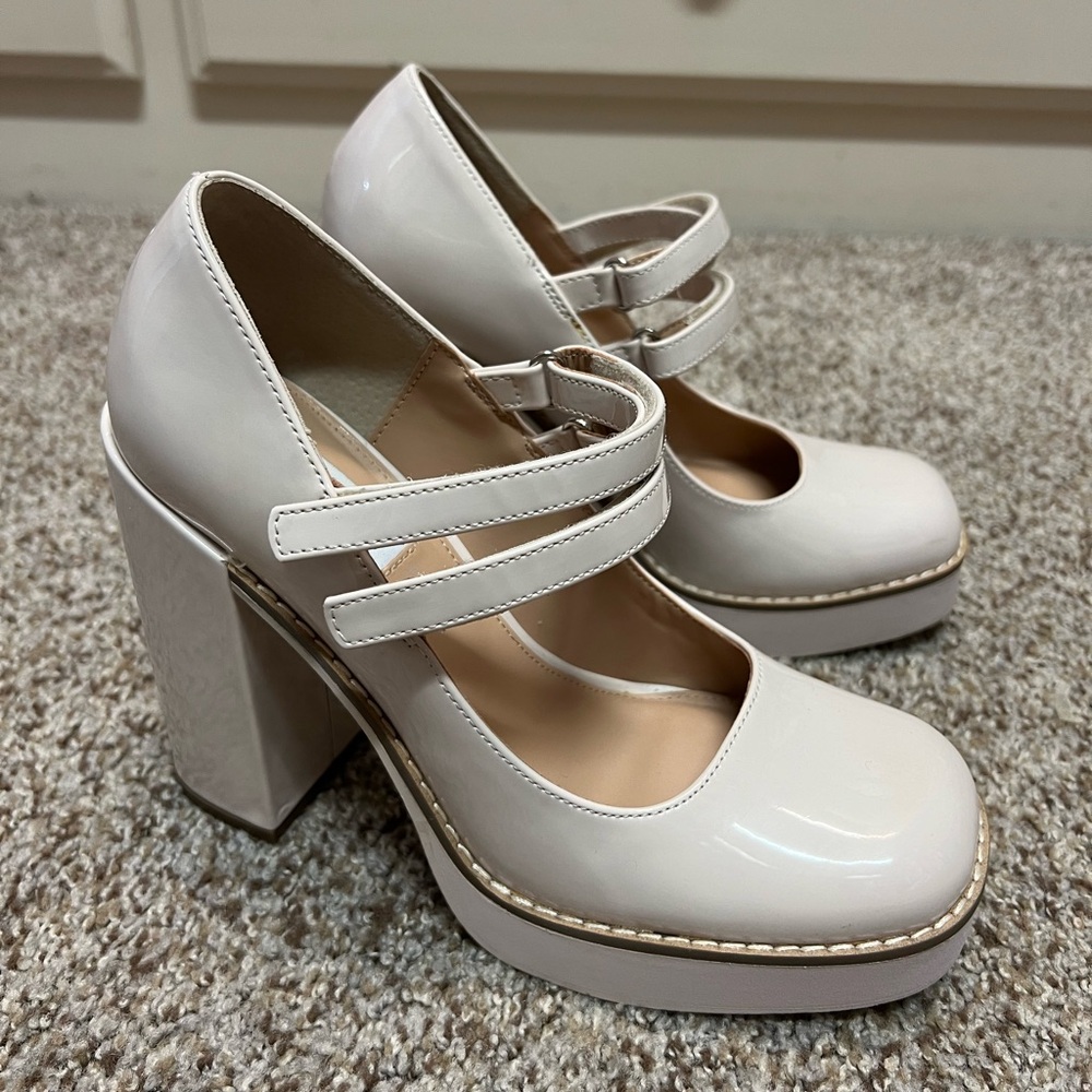 Steve Madden Twice Bone Patent Platform Mary Jane Pumps